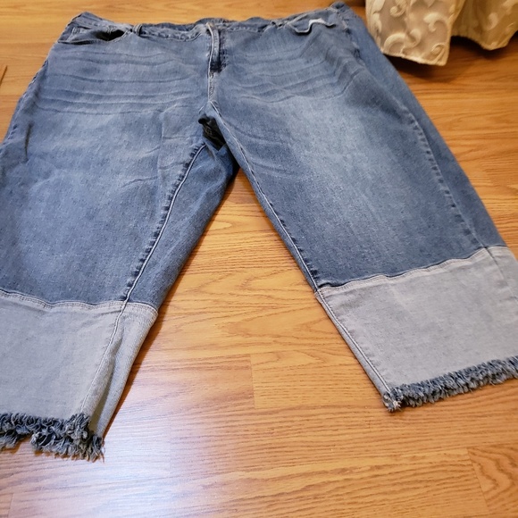Lane Bryant Denim - EUC crop denim capris with fringes.